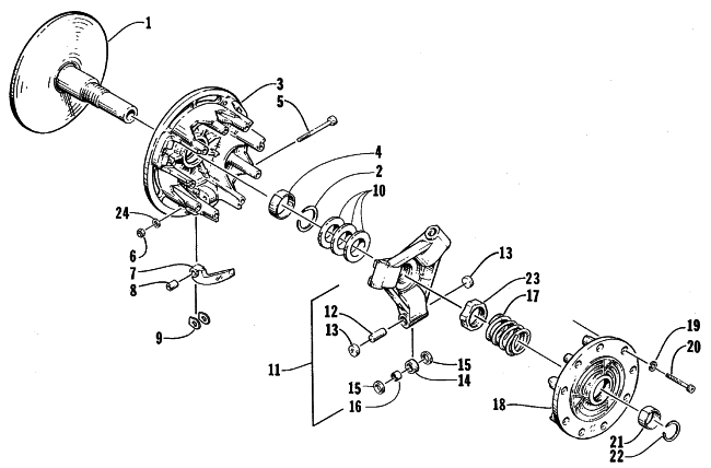 Parts Diagram for Arctic Cat 1998 PANTHER 440 SNOWMOBILE DRIVE CLUTCH