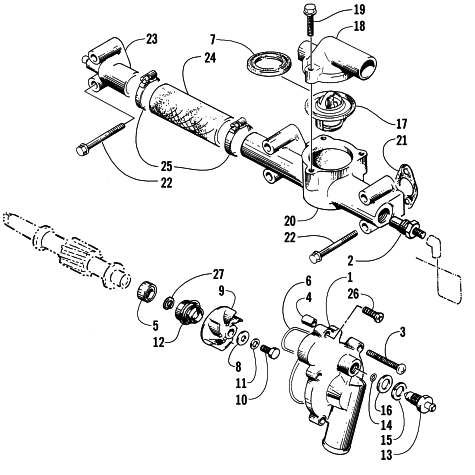 Parts Diagram for Arctic Cat 2000 TRIPLE TOURING 600 () SNOWMOBILE WATER PUMP/MANIFOLD