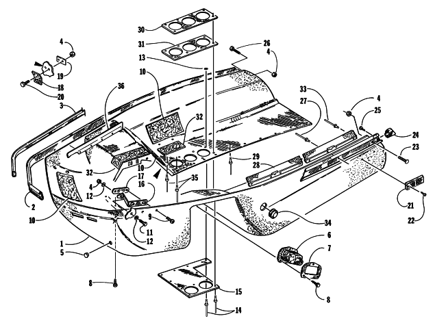 Parts Diagram for Arctic Cat 1998 PANTERA 800 SNOWMOBILE BELLY PAN ASSEMBLY
