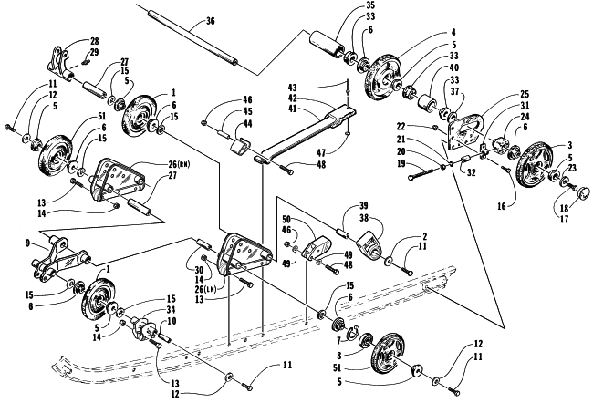 Parts Diagram for Arctic Cat 1998 PANTERA 800 SNOWMOBILE IDLER WHEEL ASSEMBLY
