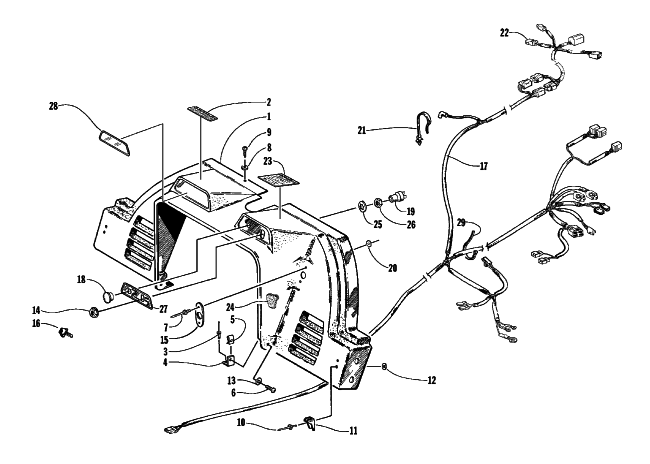 Parts Diagram for Arctic Cat 1998 EXT EFI DLX SNOWMOBILE CONSOLE, SWITCHES, AND WIRING ASSEMBLIES