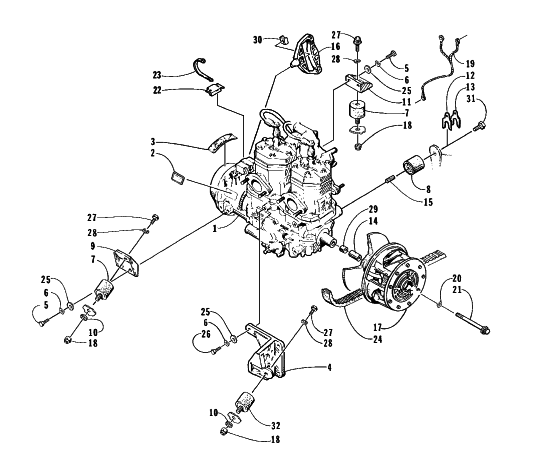 Parts Diagram for Arctic Cat 1998 EXT EFI DLX SNOWMOBILE ENGINE AND RELATED PARTS