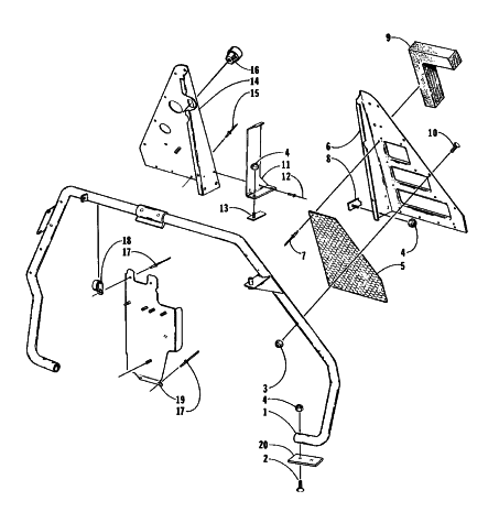 Parts Diagram for Arctic Cat 1997 EXT 580 EFI SNOWMOBILE STEERING SUPPORT ASSEMBLY