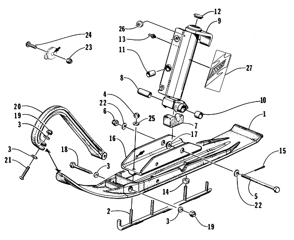 Parts Diagram for Arctic Cat 1998 ZRT 800 SNOWMOBILE SKI AND SPINDLE ASSEMBLY