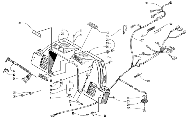Parts Diagram for Arctic Cat 1998 THUNDERCAT SNOWMOBILE CONSOLE, SWITCHES, AND WIRING ASSEMBLIES
