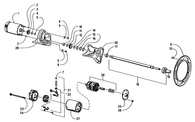 Parts Diagram for Arctic Cat 1998 EXT 600 TRIPLE SNOWMOBILE ELECTRIC START - STARTER MOTOR ASSEMBLY
