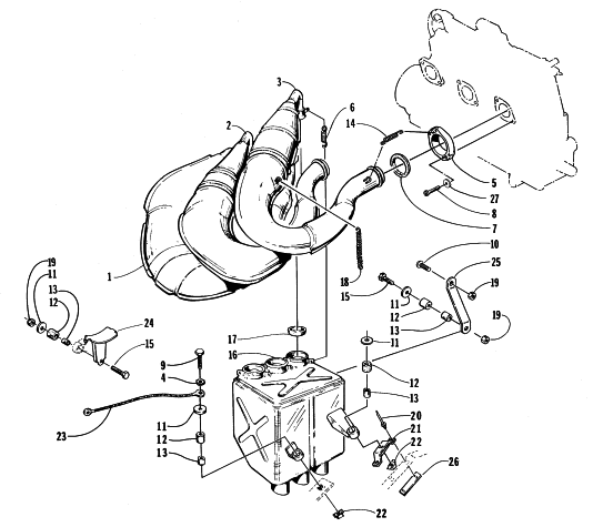 Parts Diagram for Arctic Cat 1998 ZRT 600 SNOWMOBILE EXHAUST ASSEMBLY