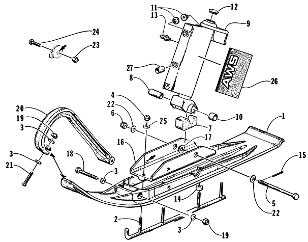 Parts Diagram for Arctic Cat 1998 POWDER SPECIAL 600 SNOWMOBILE SKI AND SPINDLE ASSEMBLY