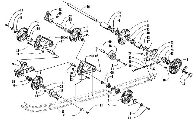 Parts Diagram for Arctic Cat 1998 POWDER SPECIAL 600 SNOWMOBILE REAR SUSPENSION AXLE ASSEMBLY