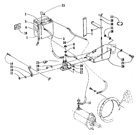Parts Diagram for Arctic Cat 1998 PANTHER 340 SNOWMOBILE BATTERY, SOLENOID, AND CABLES