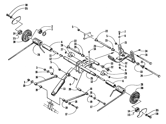 Parts Diagram for Arctic Cat 1998 PANTHER 340 SNOWMOBILE REAR SUSPENSION REAR ARM ASSEMBLY