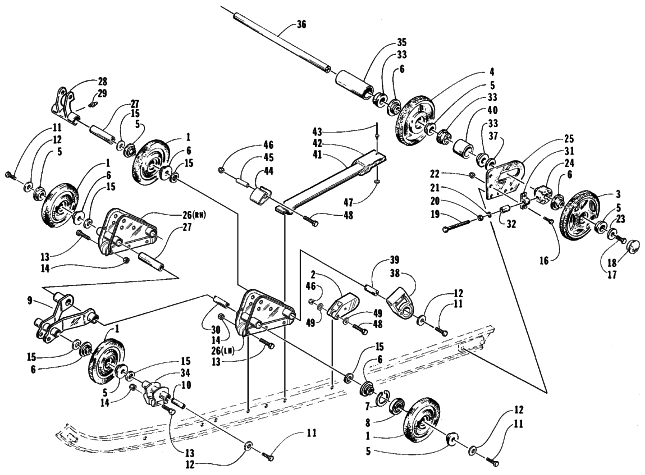 Parts Diagram for Arctic Cat 1999 PANTHER 440 SNOWMOBILE REAR SUSPENSION AXLE ASSEMBLY