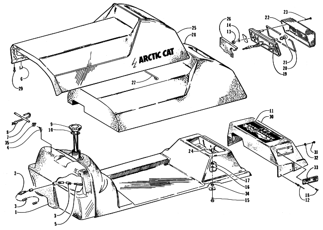 Parts Diagram for Arctic Cat 1998 COUGAR MOUNTAIN CAT SNOWMOBILE GAS TANK, SEAT, AND TAILLIGHT ASSEMBLY