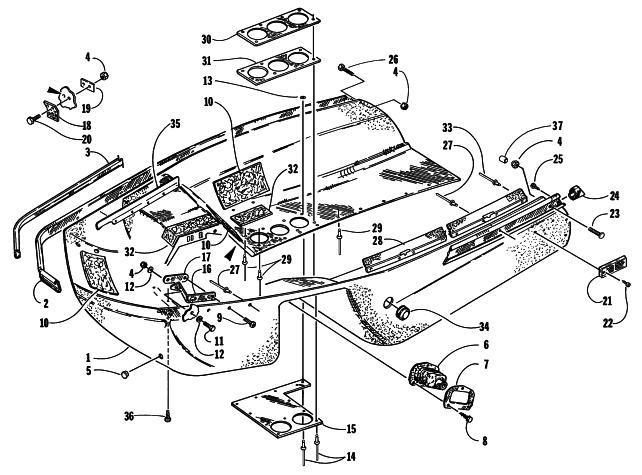 Parts Diagram for Arctic Cat 1998 THUNDERCAT MC SNOWMOBILE BELLY PAN ASSEMBLY