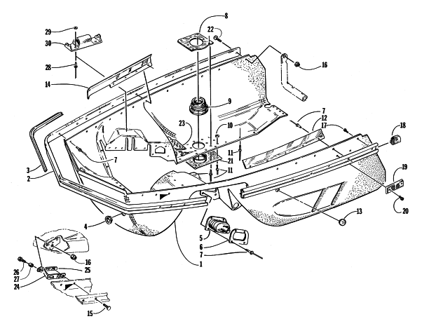 Parts Diagram for Arctic Cat 1998 PANTHER 550 SNOWMOBILE BELLY PAN ASSEMBLY