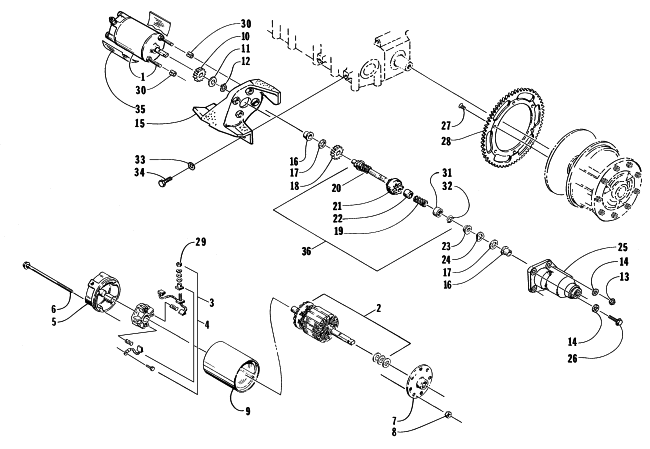 Parts Diagram for Arctic Cat 1998 THUNDERCAT SNOWMOBILE ELECTRIC START - STARTER MOTOR