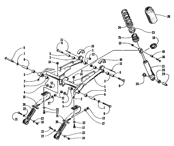 Parts Diagram for Arctic Cat 1998 POWDER SPECIAL 600 EFI SNOWMOBILE REAR SUSPENSION FRONT ARM ASSEMBLY