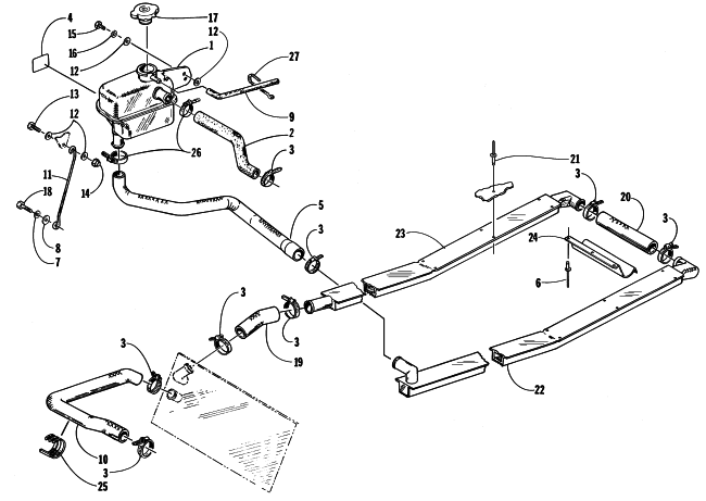 Parts Diagram for Arctic Cat 1998 ZR 600 (2ND RUN) SNOWMOBILE COOLING ASSEMBLY