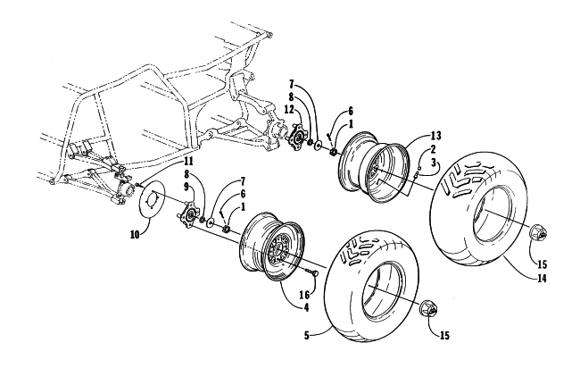 Parts Diagram for Arctic Cat 2000 250 2X4 () ATV WHEEL AND TIRE ASSEMBLY