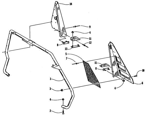 Parts Diagram for Arctic Cat 1998 BEARCAT WIDE TRACK SNOWMOBILE STEERING SUPPORT ASSEMBLY