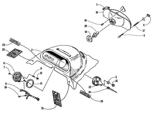 Parts Diagram for Arctic Cat 1998 BEARCAT WIDE TRACK SNOWMOBILE HEADLIGHT AND INSTRUMENT POD