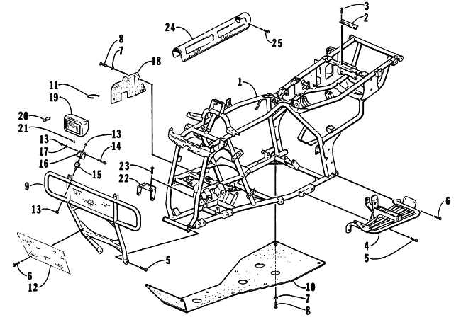 Parts Diagram for Arctic Cat 1999 300 2X4 ATV FRAME AND RELATED PARTS