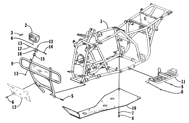 Parts Diagram for Arctic Cat 1998 400 2X4 ATV FRAME AND RELATED PARTS