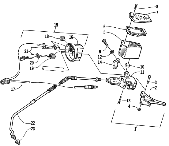 Parts Diagram for Arctic Cat 2002 ZL 600 EFI SS SNOWMOBILE HYDRAULIC BRAKE CONTROL ASSEMBLY
