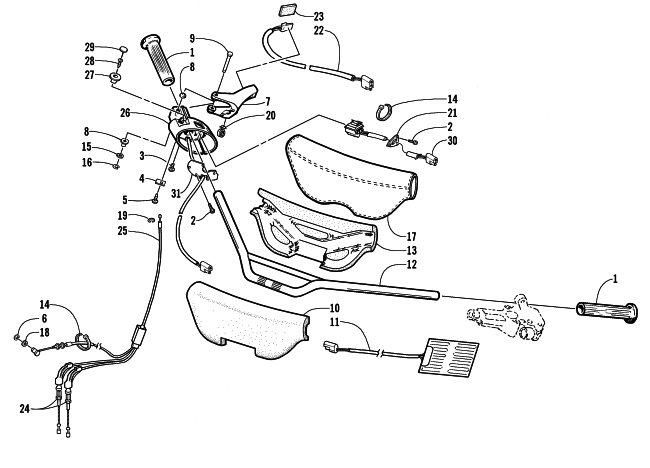 Parts Diagram for Arctic Cat 1998 ZL 500 SNOWMOBILE HANDLEBAR AND CONTROLS