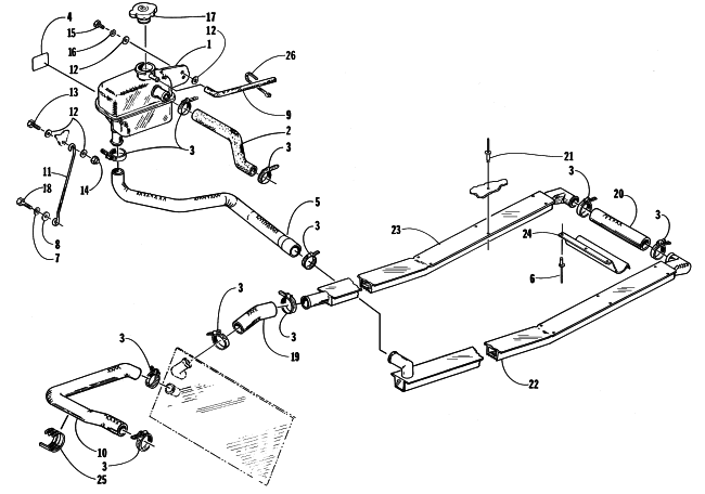 Parts Diagram for Arctic Cat 1998 ZL 440 SNOWMOBILE COOLING ASSEMBLY