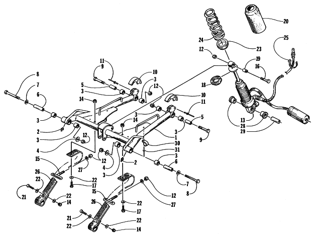 Parts Diagram for Arctic Cat 2000 POWDER SPECIAL 2K SNOWMOBILE REAR SUSPENSION - FRONT ARM ASSEMBLY