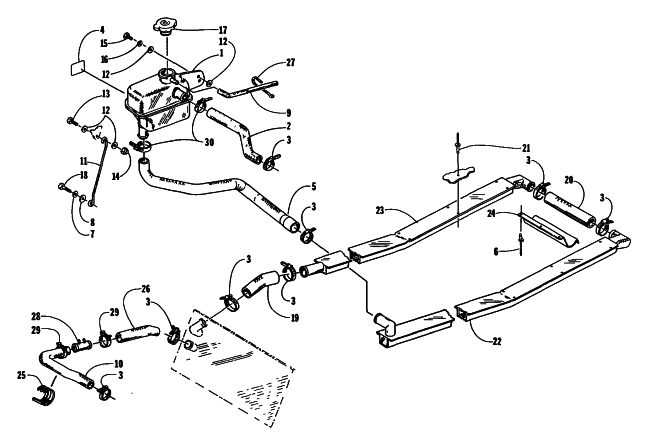 Parts Diagram for Arctic Cat 1998 ZR 600 EFI LE XC SNOWMOBILE COOLING ASSEMBLY