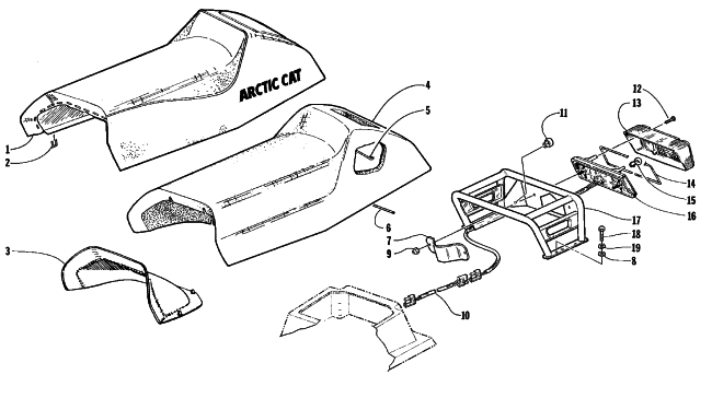 Parts Diagram for Arctic Cat 1999 POWDER SPECIAL 600 EFI I SNOWMOBILE SEAT AND TAILLIGHT ASSEMBLY