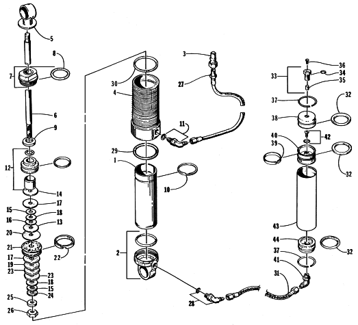 Parts Diagram for Arctic Cat 1998 ZR 440 SNOWMOBILE REAR SUSPENSION - FRONT ARM SHOCK ABSORBER