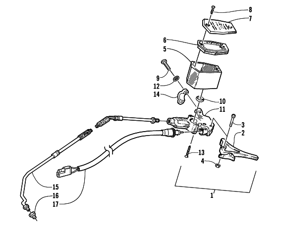 Parts Diagram for Arctic Cat 1998 ZR 440 SNO-PRO SNOWMOBILE HYDRAULIC BRAKE CONTROL ASSEMBLY