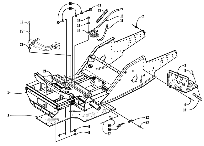 Parts Diagram for Arctic Cat 1998 ZR 440 SNO-PRO SNOWMOBILE FRONT FRAME AND FOOTREST ASSEMBLY