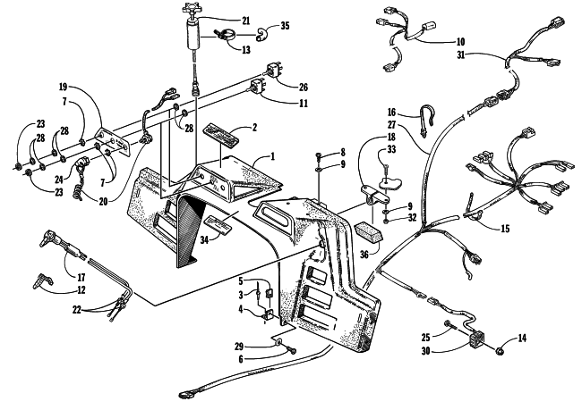 Parts Diagram for Arctic Cat 1998 ZR 440 SNO-PRO SNOWMOBILE CONSOLE, SWITCHES, AND WIRING ASSEMBLIES