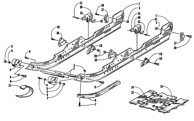 Parts Diagram for Arctic Cat 1998 ZR 440 SNO-PRO SNOWMOBILE SLIDE RAIL AND TRACK ASSEMBLY