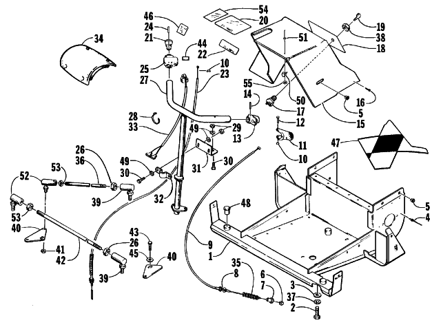 Parts Diagram for Arctic Cat 1999 KITTY CAT SNOWMOBILE STEERING, FRONT FRAME, AND CONSOLE