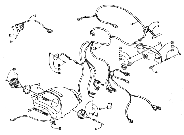 Parts Diagram for Arctic Cat 1999 JAG 340 DLX SNOWMOBILE INSTRUMENTS AND WIRING ASSEMBLIES