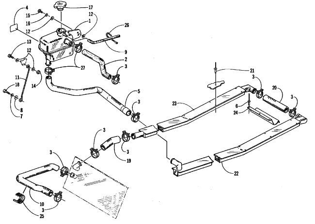Parts Diagram for Arctic Cat 1999 ZL 440 SNOWMOBILE COOLING ASSEMBLY
