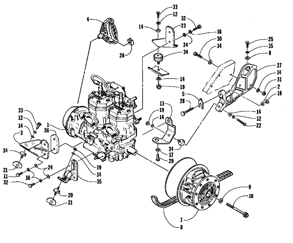 Parts Diagram for Arctic Cat 1999 ZL 440 SNOWMOBILE ENGINE AND RELATED PARTS