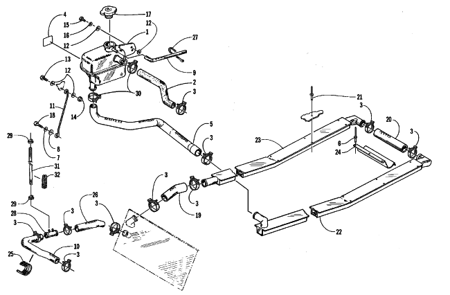 Parts Diagram for Arctic Cat 1999 ZL 600 EFI S/N < 9915688 SNOWMOBILE COOLING ASSEMBLY