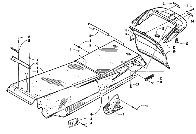 Parts Diagram for Arctic Cat 1999 ZL 600 EFI S/N < 9915688 SNOWMOBILE TUNNEL AND REAR BUMPER