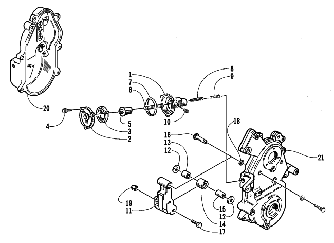 Parts Diagram for Arctic Cat 1999 JAG 440 DLX SNOWMOBILE DROPCASE CHAIN TENSION ASSEMBLY