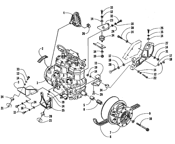 Parts Diagram for Arctic Cat 1999 ZL 500 SNOWMOBILE ENGINE AND RELATED PARTS