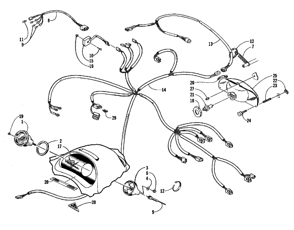 Parts Diagram for Arctic Cat 1999 PANTHER 440 SNOWMOBILE INSTRUMENTS AND WIRING ASSEMBLIES
