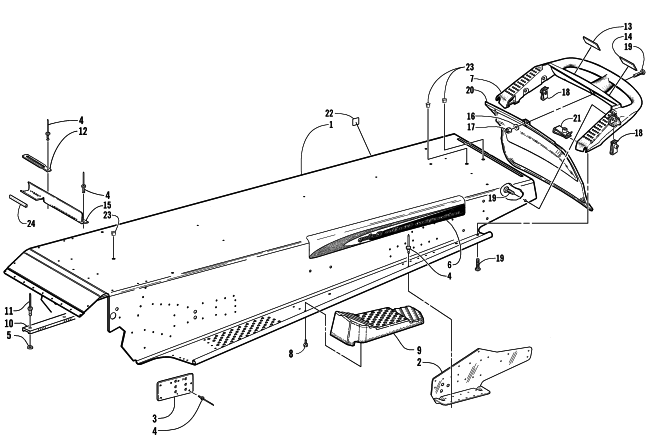 Parts Diagram for Arctic Cat 1999 PANTHER 340 SNOWMOBILE TUNNEL AND REAR BUMPER