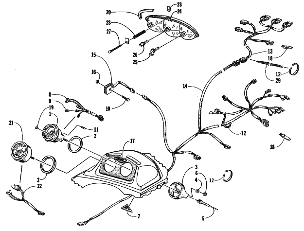 Parts Diagram for Arctic Cat 1999 ZR 500 SNOWMOBILE HEADLIGHT, INSTRUMENTS, AND WIRING ASSEMBLIES