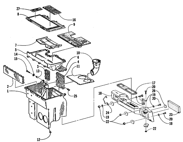 Parts Diagram for Arctic Cat 1999 ZL 440 SNOWMOBILE AIR SILENCER ASSEMBLY